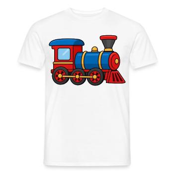 Kleine bunte Lokomotive – Comic Zug - Männer T-Shirt - Weiß - Vorne - AI Model Male 178 dark (178cm)