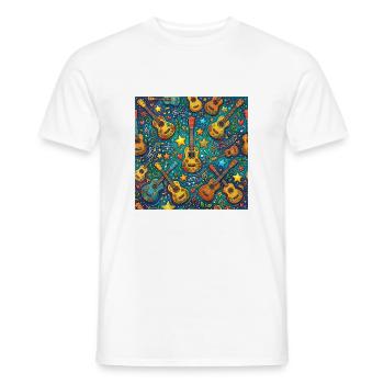 Psychedelische Gitarre Im 60er Hippie Stil - Männer T-Shirt - Weiß - Vorne - AI Model Male 178 dark (178cm)