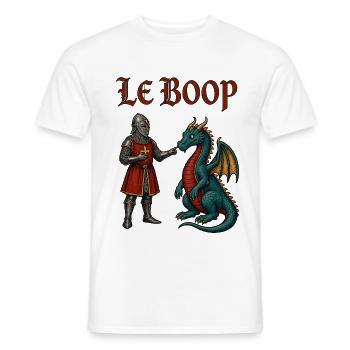 Le Boop – Ritter boopt Drachen | Mittelalter Meme - Männer T-Shirt - Weiß - Vorne - AI Model Male 178 dark (178cm)