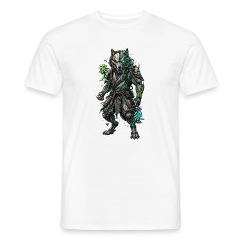 Cyber Wolf Mech Samurai Krieger - Männer T-Shirt - Weiß - Vorne - AI Model Male 178 dark (178cm)