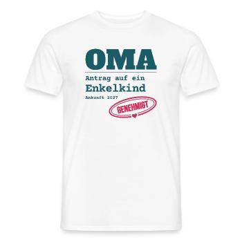 Oma 2027 – Antrag auf Enkelkind genehmigt - Männer T-Shirt - Weiß - Vorne - AI Model Male 178 dark (178cm)