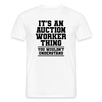 Auktionator Spruch Humor - Männer T-Shirt - Weiß - Vorne - AI Model Male 178 dark (178cm)