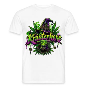 Kräuterhexe mit Hanfblatt und Hexenhut - Männer T-Shirt - Weiß - Vorne - AI Model Male 178 dark (178cm)