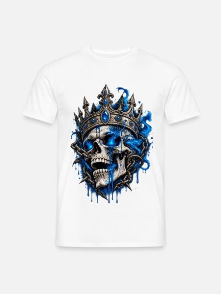 Königstotenkopf mit Blaufeuer - Männer T-Shirt - Weiß