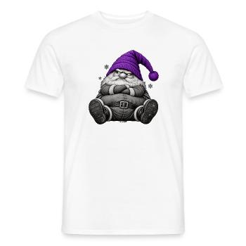 Weihnachtswichtel mit lila Wintermütze - Männer T-Shirt - Weiß - Vorne - AI Model Male 178 dark (178cm)