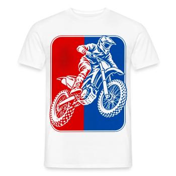 Motocross-Rider RotBlau Kontrast - Männer T-Shirt - Weiß - Vorne - AI Model Male 178 dark (178cm)