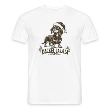 Dackel Weihnachten La La La Weihnachtspullover - Männer T-Shirt - Weiß - Vorne - AI Model Male 178 dark (178cm)