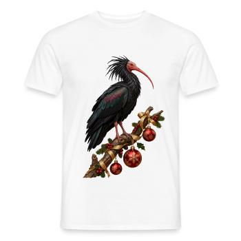 Waldrapp mit rubinroten Weihnachtskugeln - Männer T-Shirt - Weiß - Vorne - AI Model Male 178 dark (178cm)