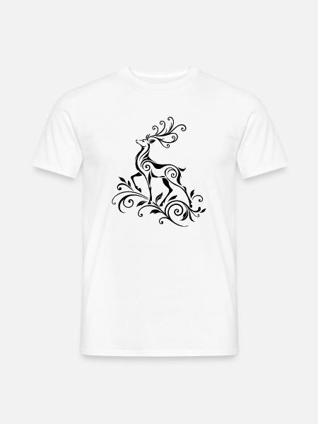 Hirsch mit Geweih - Waldtiere & Natur - Männer T-Shirt - Weiß