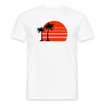 Tropischer Retro-Sonnenuntergang Palmen - Männer T-Shirt - Weiß - Vorne - AI Model Male 178 dark (178cm)