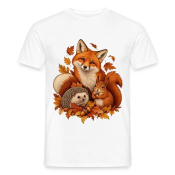 Herbst Waldtiere mit Fuchs Igel und Eichhörnchen - Männer T-Shirt - Weiß - Vorne - AI Model Male 178 dark (178cm)