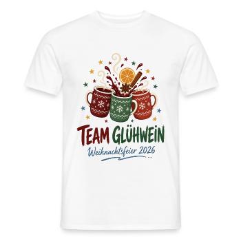 Team Glühwein – Weihnachtsfeier 2026 Gruppenshirt - Männer T-Shirt - Weiß - Vorne - AI Model Male 178 dark (178cm)