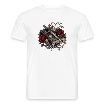 Dunkle Romanze: Herz Rose Klinge - Männer T-Shirt - Weiß - Vorne - AI Model Male 178 dark (178cm)