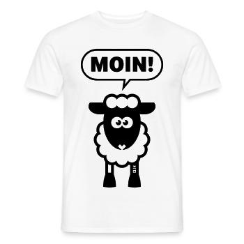 Moin! (Schaf / White / Lamm / Plattdeutsch / POS) - Männer T-Shirt - Weiß - Vorne - AI Model Male 178 dark (178cm)