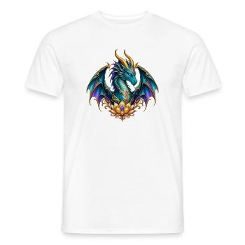 Lotusdrache – Türkiser Fantasy-Drache in Gold - Männer T-Shirt - Weiß - Vorne - AI Model Male 178 dark (178cm)