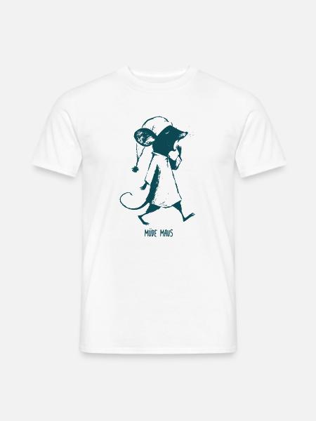 Müde Maus Schlafenszeit - Männer T-Shirt - Weiß