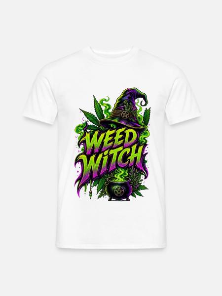 Weed Witch – Magische Cannabis Hexe - Männer T-Shirt - Weiß