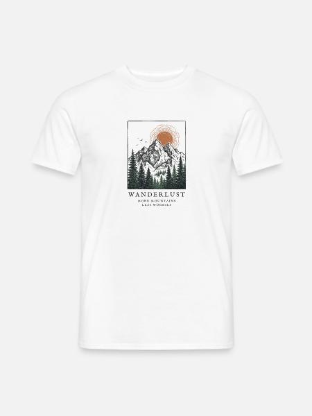 Wanderlust: Berge, Wald und Sonne - Männer T-Shirt - Weiß