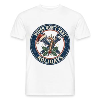 Pipes Don't Take Holidays – Klempner Weihnachten - Männer T-Shirt - Weiß - Vorne - AI Model Male 178 dark (178cm)