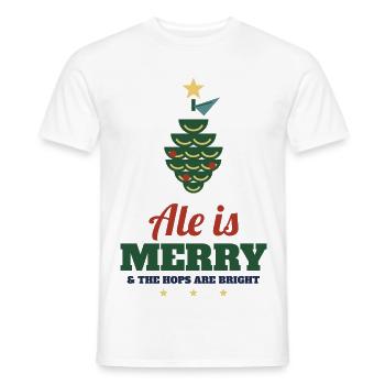 Ale Is Merry – Craft-Bier Weihnachtsshirt - Männer T-Shirt - Weiß - Vorne - AI Model Male 178 dark (178cm)