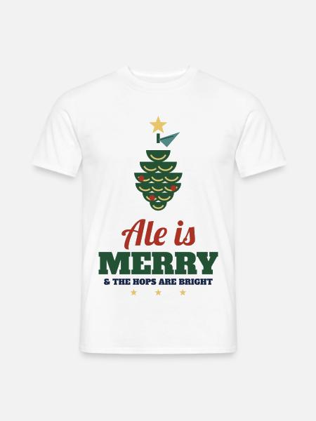 Ale Is Merry – Craft-Bier Weihnachtsshirt - Männer T-Shirt - Weiß