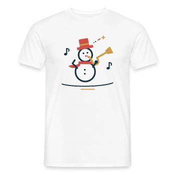 Schneemann spielt Winterjazz – Weihnachten - Männer T-Shirt - Weiß - Vorne - AI Model Male 178 dark (178cm)