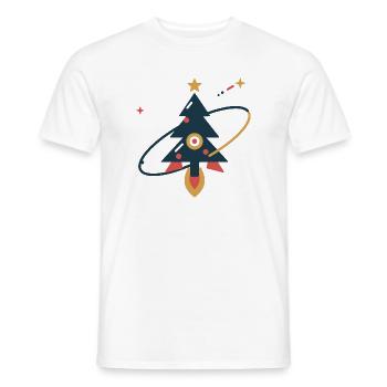 Tannenbaum auf Sternenreise – Weihnachtsrakete - Männer T-Shirt - Weiß - Vorne - AI Model Male 178 dark (178cm)