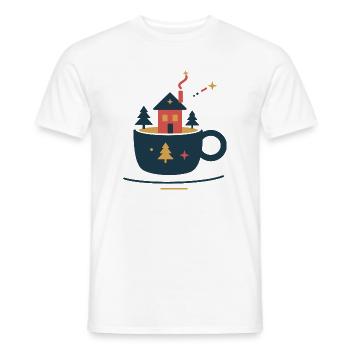 Waldhütte im Kakaobecher – gemütlicher Winter - Männer T-Shirt - Weiß - Vorne - AI Model Male 178 dark (178cm)
