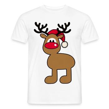 Süßer Weihnachtselch – Rentier mit roter Nase - Männer T-Shirt - Weiß - Vorne - AI Model Male 178 dark (178cm)