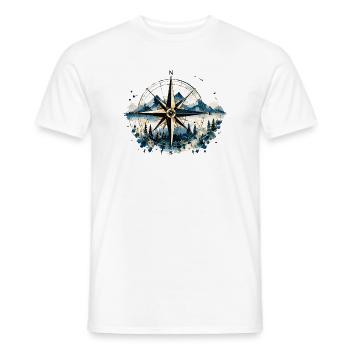 Kompass – Aquarellmotiv für Weltenbummler - Männer T-Shirt - Weiß - Vorne - AI Model Male 178 dark (178cm)
