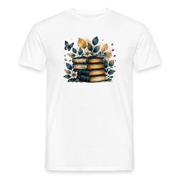 Bücherstapel in Blau und Gold – Aquarell Bücher - Männer T-Shirt - Weiß - Vorne - AI Model Male 178 dark (178cm)