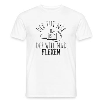 Der tut nix, der will nur flexen – Schwarz - Männer T-Shirt - Weiß - Vorne - AI Model Male 178 dark (178cm)