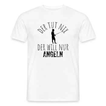 Der tut nix, der will nur angeln – Schwarz - Männer T-Shirt - Weiß - Vorne - AI Model Male 178 dark (178cm)