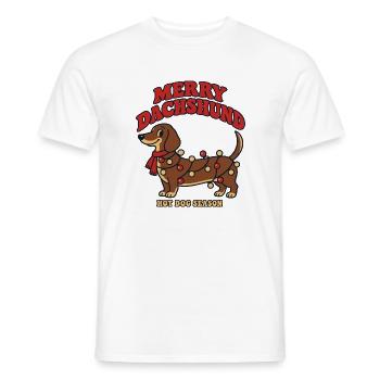 Fröhlicher Dackel Weihnachtslichter Wiener Hund - Männer T-Shirt - Weiß - Vorne - AI Model Male 178 dark (178cm)