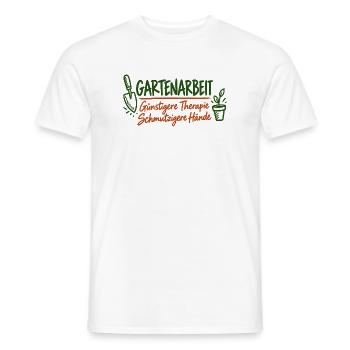 Gartenarbeit Therapie – Lustiges Garten Shirt - Männer T-Shirt - Weiß - Vorne - AI Model Male 178 dark (178cm)