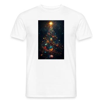 Kosmischer Weihnachtsbaum mit Planetenschmuck - Männer T-Shirt - Weiß - Vorne - AI Model Male 178 dark (178cm)
