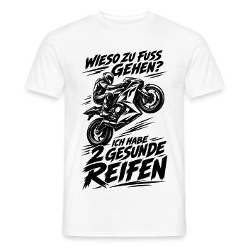 Motorradfahrer  - Männer T-Shirt - Weiß - Vorne - AI Model Male 178 dark (178cm)