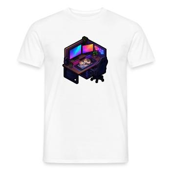 Gaming Desk Katze Tastatur Schläft Gamer Shirt - Männer T-Shirt - Weiß - Vorne - AI Model Male 178 dark (178cm)