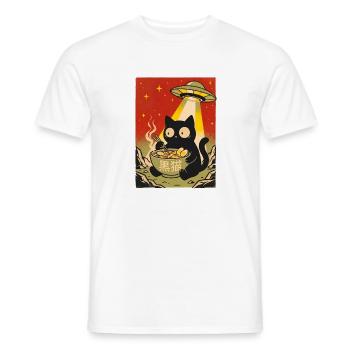 Schwarze Katze Ramen UFO Retro - Männer T-Shirt - Weiß - Vorne - AI Model Male 178 dark (178cm)