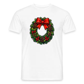Weihnachtskranz mit roter Schleife - Männer T-Shirt - Weiß - Vorne - AI Model Male 178 dark (178cm)