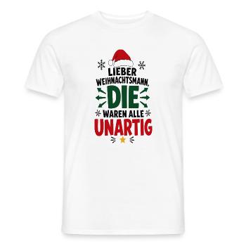 Alle unartig – Lustiger Weihnachtsspruch - Männer T-Shirt - Weiß - Vorne - AI Model Male 178 dark (178cm)