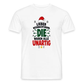 Lieber Weihnachtsmann – Festtage Humor - Männer T-Shirt - Weiß - Vorne - AI Model Male 178 dark (178cm)