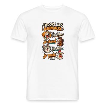 Ich liebe Tiere – ich hunde, ich reite Pferde, ich kätze - Männer T-Shirt - Weiß - Vorne - AI Model Male 178 dark (178cm)