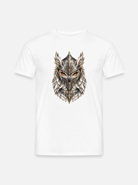 Silberhelm Kriegereule – Fantasy - Männer T-Shirt - Weiß