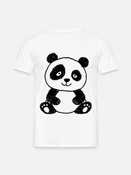 Niedlicher Panda im Kinder-Kritzelstil - Männer T-Shirt - Weiß