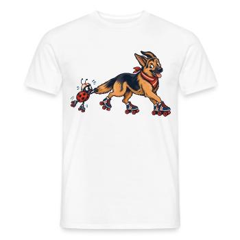 Schäferhund und Marienkäfer auf Rollschuhen - Männer T-Shirt - Weiß - Vorne - AI Model Male 178 dark (178cm)