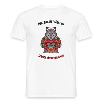 Hässlicher Weihnachtspullover – Wolf & Oma - Männer T-Shirt - Weiß - Vorne - AI Model Male 178 dark (178cm)