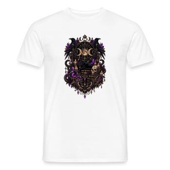 Schwarze Katze und Raben – Mystische Bibliothek - Männer T-Shirt - Weiß - Vorne - AI Model Male 178 dark (178cm)