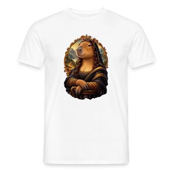 Capybara Mona Lisa – Tierische Kunstparodie - Männer T-Shirt - Weiß - Vorne - AI Model Male 178 dark (178cm)
