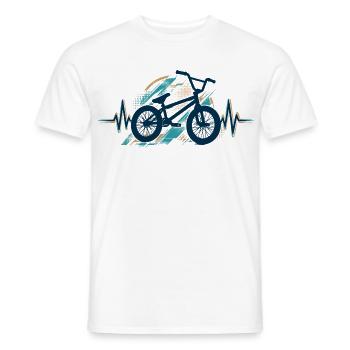 BMX Herzschlag EKG: Minimalistisches Silhouette - Männer T-Shirt - Weiß - Vorne - AI Model Male 178 dark (178cm)